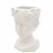 Vaza decorativa, forma de cap, ceramica, alb, 25 x 16 cm