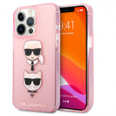 Husa KARL LAGERFELD KLHCP13LKCTUGLP pentru iPhone 13 Pro 13 6.1 inch, roz cu sclipici - RESIGILAT