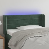 Cumpara ieftin Tăblie de pat cu LED, verde &icirc;nchis, 103x16x78/88 cm, catifea