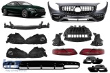 Un pachet de design tip 63 potrivit pentru Mercedes S-Class C217 coupe 2014-2017 cu lumini de stop LED viziune Facelift si tevi de esapament negre pen