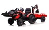 Tractor electric cu remorca pentru copii Kinderauto 720-T, 90W 12V, cupa si incarcator incluse, premium, culoare rosie