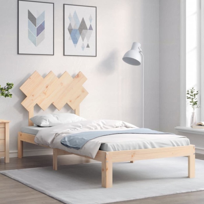 vidaXL Cadru de pat cu tăblie, 90x200 cm, lemn masiv