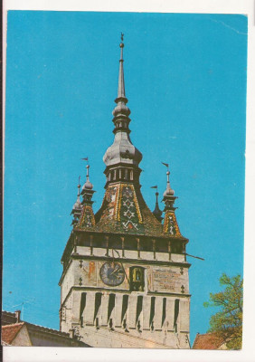 RF14 -Carte Postala- Sighisoara, Turnul cu ceas, necirculata 1974 foto