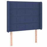 Cumpara ieftin Tablie de pat cu aripioare, albastru, 103x16x118/128 cm, textil