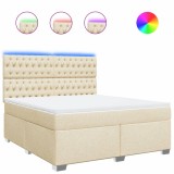 Cumpara ieftin Pat continental cu saltea, crem, 180x200 cm, textil
