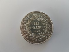 Franta 10 Francs 1967 Argint are 26 gr Impecabila foto