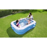 Piscina gonflabila IDL Little Family Fun, 506 l, 201 x 150 x 51 cm, Dreptunghiulara, Albastru-Alb, Vinil
