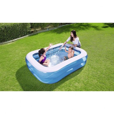 Piscina gonflabila IDL Little Family Fun, 506 l, 201 x 150 x 51 cm, Dreptunghiulara, Albastru-Alb, Vinil foto