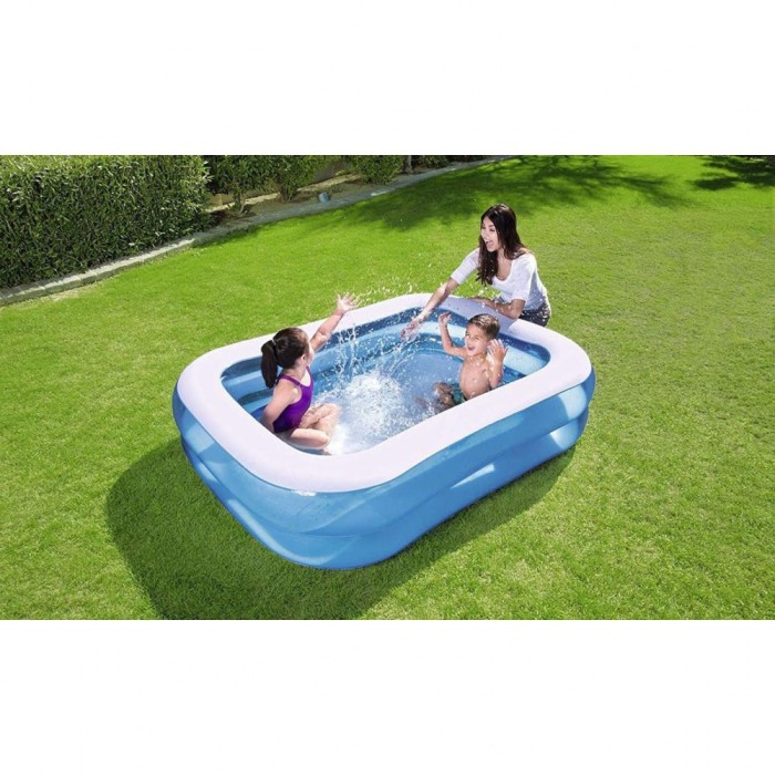 Piscina gonflabila IDL Little Family Fun, 506 l, 201 x 150 x 51 cm, Dreptunghiulara, Albastru-Alb, Vinil