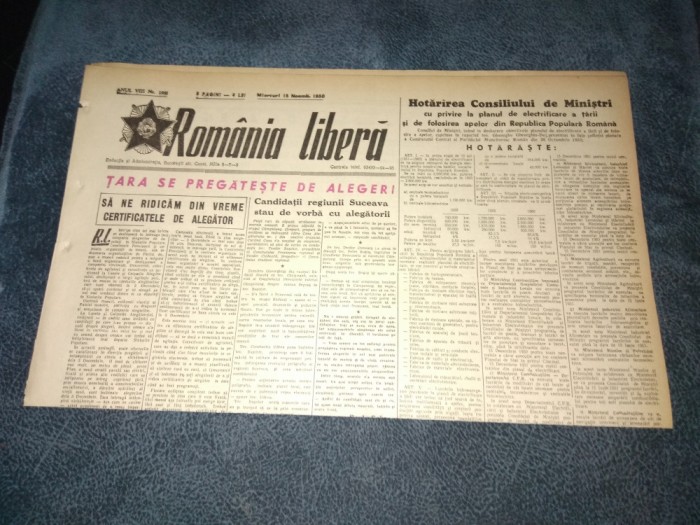 ZIARUL ROMANIA LIBERA 15 NOIEMBRIE 1950