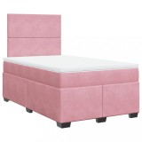 Cumpara ieftin Pat box spring cu saltea, roz, 120x200 cm, catifea