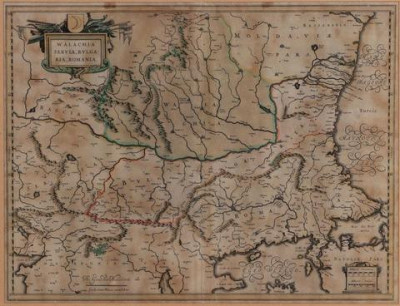 Gerard Mercator, Walachia, Servia, Bulgaria, Romania - Harta, Gravura, cca. 1645 foto