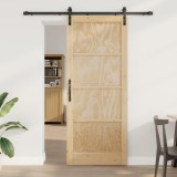 vidaXL Ușă glisantă Natural și Negru 86 x 211 cm Lemn masiv de pin 3445403