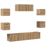 Cumpara ieftin Set dulap TV 7 piese Stejar Artisan montat pe perete