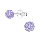 Cercei argint, in forma de minge cu cristale Violet, BV39278-10