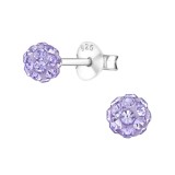 Cercei Argint 925 cu Cristale Violet, Model Minge, Sistem Surub, BV39278-10, Femei