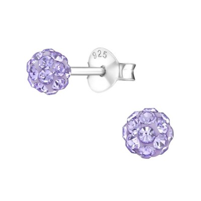 Cercei argint, in forma de minge cu cristale Violet, BV39278-10 foto