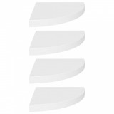 Rafturi coltar de perete, 4 buc., alb, 35 x 35 x 3,8 cm, MDF