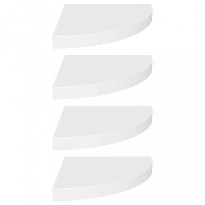 Rafturi coltar de perete, 4 buc., alb, 35 x 35 x 3,8 cm, MDF