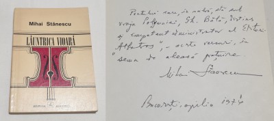 LAUNTRICA VIOARA Carte cu dedicatie &amp;amp; AUTOGRAF ORIGINAL al autorului M. Stanescu foto