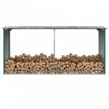 Cumpara ieftin Șopron depozitare lemne, verde, 330x92x153 cm, oțel galvanizat