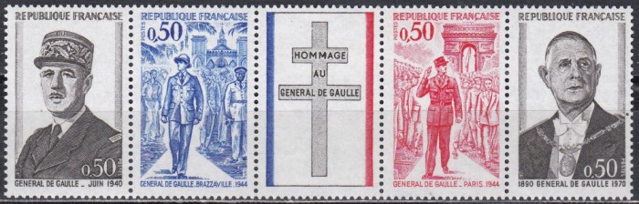 Franta 1971 -Prima aniversare a morții generalului Charles de Gaulle, Staif, MNH