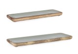 Cumpara ieftin Set 2 tavi lemn maro email verde Knossos 38x12x2h, 46x15x2h