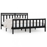 Cumpara ieftin Cadru de pat, negru, 200x200 cm, lemn masiv de pin
