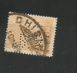 No(08)timbre-Romania 1919-L.P.73-UZUALE FERDINAND-perfin B.R- 50 bani