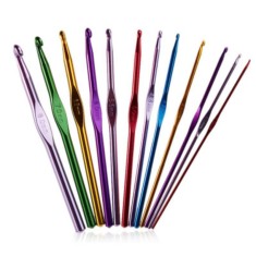 Set 12 Crosete din aluminiu Edman, grosime 2 - 8 mm, lungime 15 cm, Multicolor