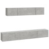 Set dulap TV, 4 piese, gri beton, lemn prelucrat