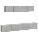 Cumpara ieftin Set dulap TV, 4 piese, gri beton, lemn prelucrat