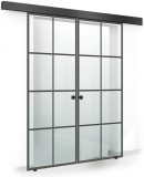 Usa culisanta Boss &reg; Duo Black model Residence negru, 95+95x215 cm, sticla Gri securizata, glisanta in ambele directii