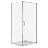 Cabină de duș Quadrum pătrată cu o singură ușă, cu strat de acoperire Easy Clean, fără cădiță de duș