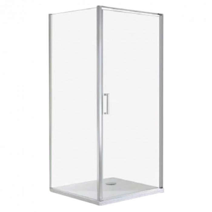 Cabină de duș Quadrum pătrată cu o singură ușă, cu strat de acoperire Easy Clean, fără cădiță de duș