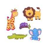 Autocolante de perete decorative, Animale Savana, set 5 bucati, ATU-087546, Oem