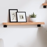 vidaXL Raft Perete Maro Stejar Masiv 60x10x4 cm, Margini Naturale, Blat Baie/Birou, Rustic