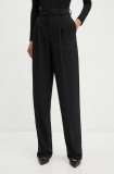 Elisabetta Franchi pantaloni femei, culoarea negru, drept, high waist, PA05247E2