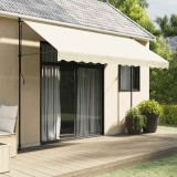 Cumpara ieftin Copertină retractabilă, crem, 350x150 cm, țesătură și oțel