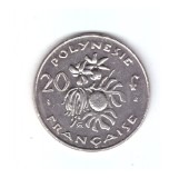 Moneda Polinezia Franceza 20 francs/franci 1996, stare foarte buna, cu luciu