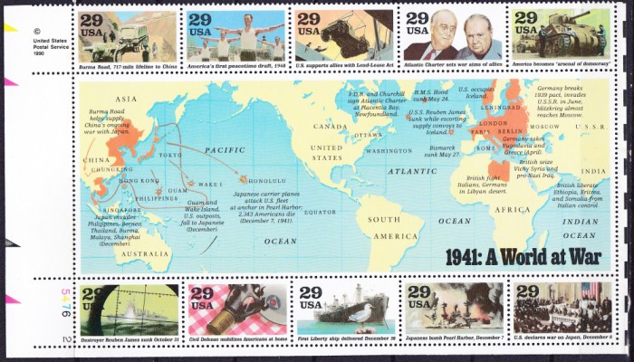 DB1 SUA 1990 - 1994 Al doilea Razboi Mondial Teatre Operatiuni 5 MS MNH 5 poze