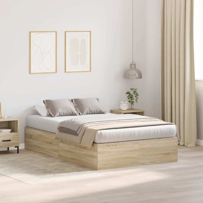 vidaXL Cadru de pat Stejar sonoma 120 x 200 cm Lemn compozit