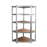 Raft Colț Leziter 180x70x40-40 cm, 175 kg/raft, Metal Cromat, 5 Rafturi MDF