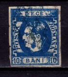 RO 1869 ,LP 26 ,&quot;Carol I cu favoriti&quot;,10 bani albastru/h. galbuie , stampilat