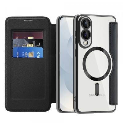 Husa MagSafe pentru Samsung Galaxy S25 Edge S937, Techsuit, SmartMag Book, Neagra foto