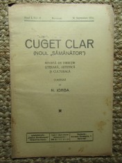 Revista - Cuget Clar - Noul Semanator - condusa de N. Iorga - ANUL I NR. 12 30 SEPTEMBRIE 1936