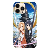 Husa compatibila cu Apple iPhone 15 Plus model Sword Art Online Kirito and Asuna, Silicon, TPU, Viceversa, Transparent, Carcasa