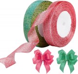 Set 2 role de panglica LOOPES, nailon, verde/rosu, 22,8 m