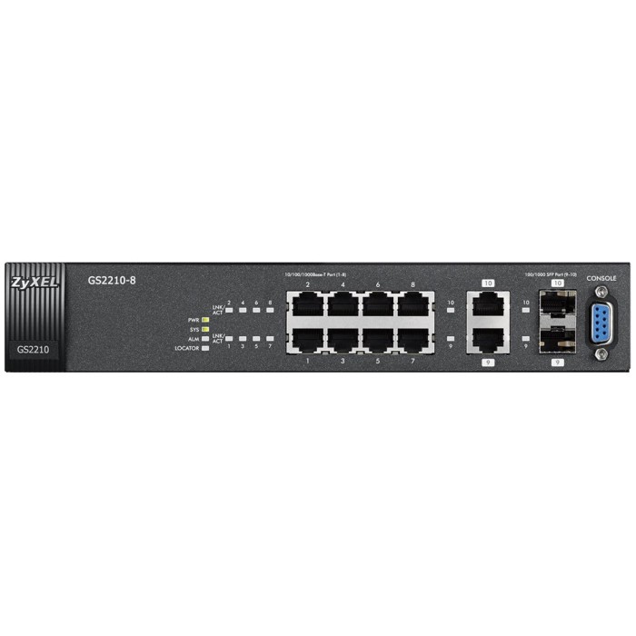 Switch Zyxel GS2210-8, 8- x 10/100/1000 Mbps, 2x Gigabit, RJ45/SFP Switch Zyxel GS2210-8, 8- x 10/100/1000 Mbps, 2x Gigabit, RJ45/SFP