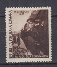 ROMANIA 1952 LP 294 ZIUA FEROVIARILOR SARNIERA foto